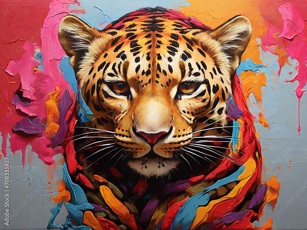 Colorful Leopard Head Artwork for Awareness