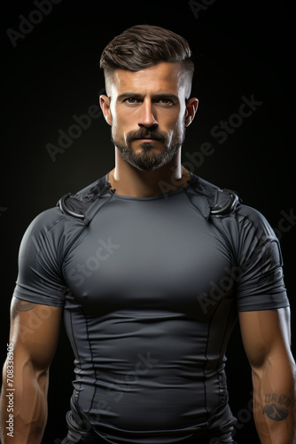 Photo Realistic of a Fitness Enthusiast in Compression Leggings and a Moisture-Wicking Shirt, Generative AI © Giantdesign