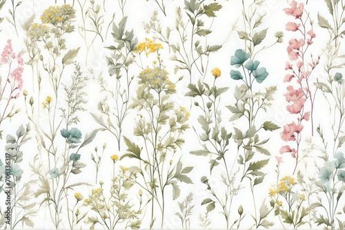 pastel color pattern with wild herbs and grasses photo