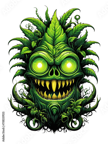 Obraz na płótnie Green monster plants character design illustration on transparent background w salonie