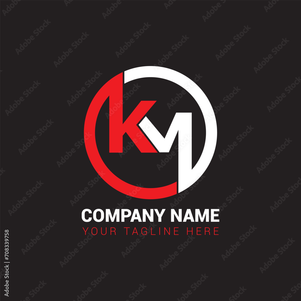 KM, K, M Abstract letters logo monogram KM, K, M Abstract letters logo monogram
