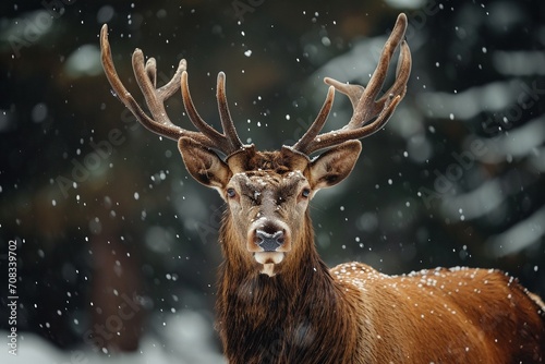red deer on a forest background, Shallow depth of field