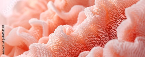 Close up detail of coral in light peach colour, Peach Fuzz trend 2024.. Coral reef underwater life. Abstract natural texture, wallpaper. AI generated image.  © Maroubra Lab