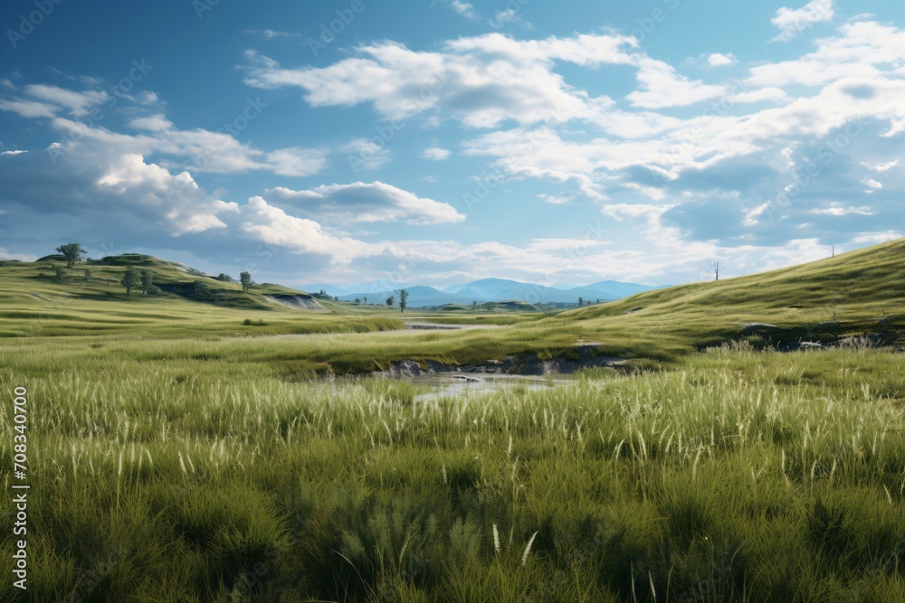 Obraz premium A beautiful lush green landscape in nature