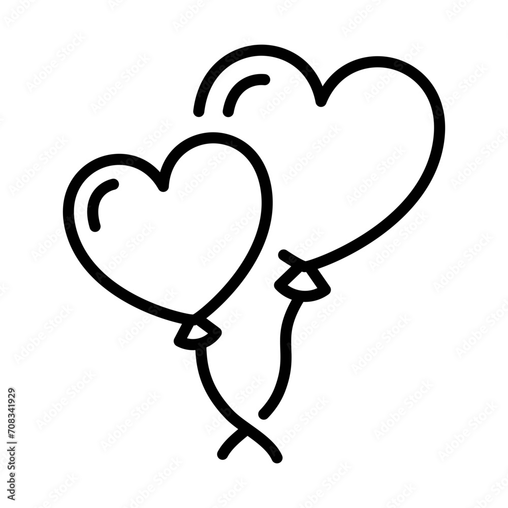 Black single flying heart balloons thin line icon, simple love symbol flat design pictogram, infographic vector for app logo web button ui ux interface elements isolated on white background Black single flying heart balloons thin line icon, simple love symbol flat design pictogram, infographic vector for app logo web button ui ux interface elements isolated on white background