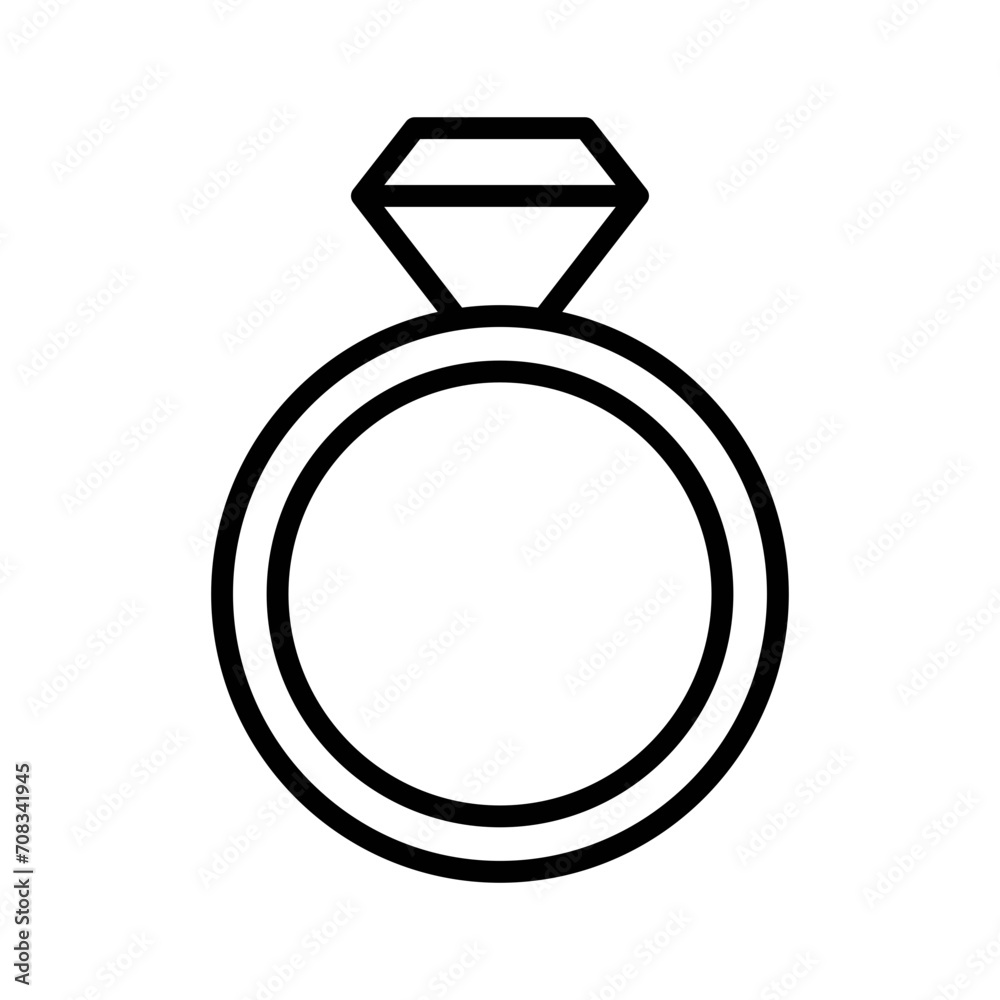 Black single round diamond ring thin line icon, simple love wedding tradition flat design pictogram, infographic vector for app logo web button ui ux interface elements isolated on white background Black single round diamond ring thin line icon, simple love wedding tradition flat design pictogram, infographic vector for app logo web button ui ux interface elements isolated on white background