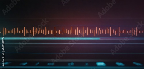  a close up of a sound wave on a computer screen with a blurry image of the sound on the screen.