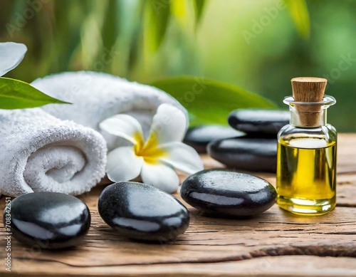 Image of hot stones and aromatherapy oils.