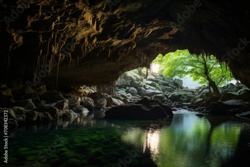 A beautiful lake in a cave photo