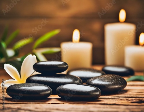 Image of hot stones and aromatic candles.