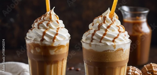  .Both of the drinks are filled with whipped cream and chocolate sauce, making them delicious treats. One cup is.