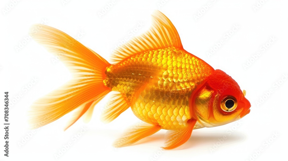 Gold Fish Isolated on White Background