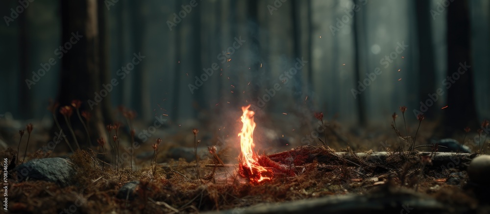 Abandoned match in forest can cause dangerous fire. Abandoned match in forest can cause dangerous fire.
