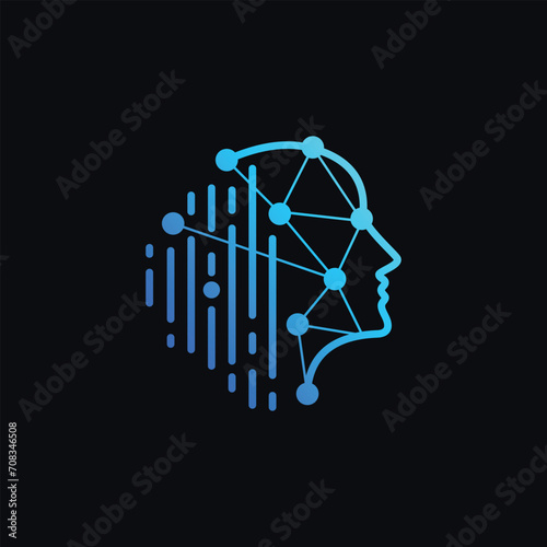 Human Symbol Artificial Intelligent Logo Design Template Vector Illustration