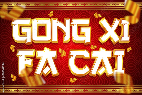 gong xi fa cai chinese new year typography editable text effect template design oriental background
