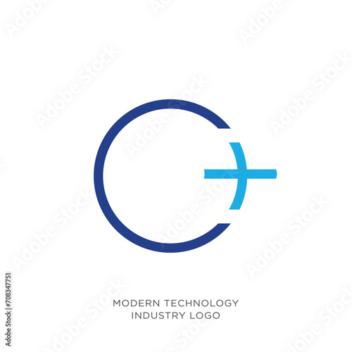 Initial letter O plus logo design symbol illustration