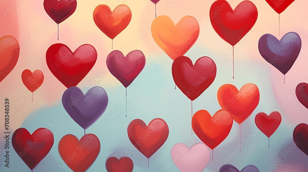 Vibrant Valentine's Day background with red hearts Vibrant Valentine's Day background with red hearts