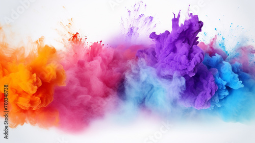 abstract colorful powder splatted background on white background