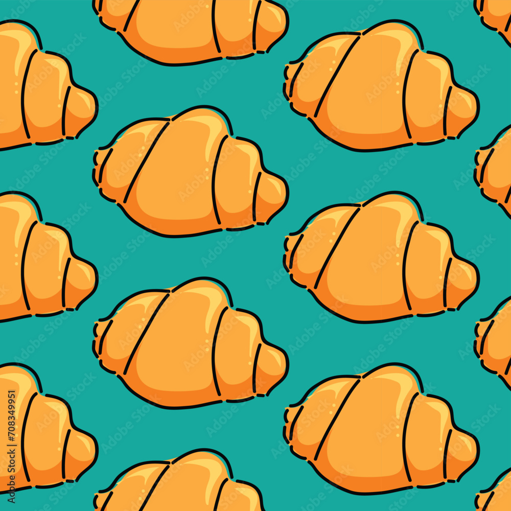 croissant pattern tile illustration vector design. Green background
