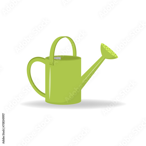 Obraz na płótnie Green metal watering can or pot isolated on white background. Modern gardening tool or agricultural implement used in horticulture and plant cultivation w salonie