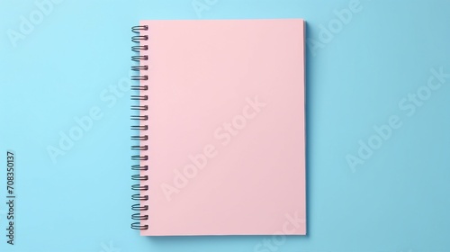 Captivating Spiral Notepad Mock-Up: A Close-Up Overhead View in Bright Pastel Colors, Perfect for Branding on Isolated Flat Lay