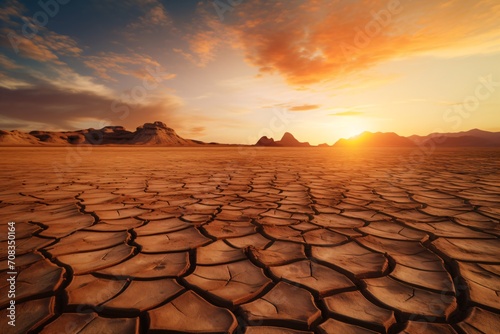 Sunset over a dry land