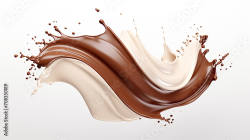 milk and chocolate tornado or twister shape splash 3d render