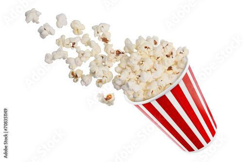 Popcorn viewed float Paper cup on transparent background png
