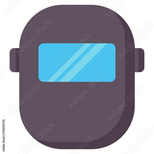 welder helmet flat vector icon