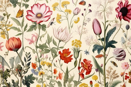 vintage botanical floral pattern