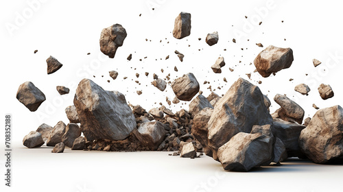 Fototapeta Naklejka Na Ścianę i Meble -  falling rocks isolated on white background 3d render
