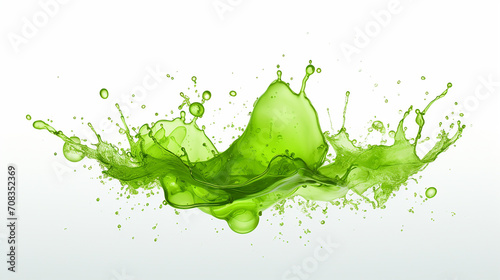 green water splash isolated on white background