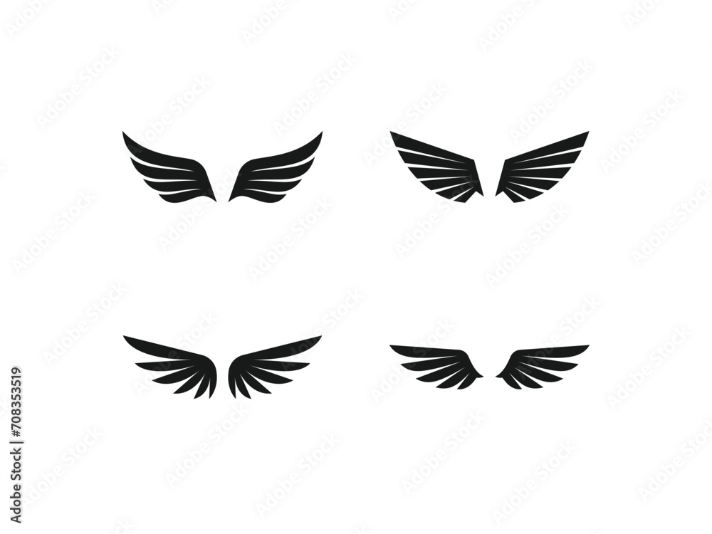 set of wings logo vector illustration. bird wings silhouette vector icon set of wings logo vector illustration. bird wings silhouette vector icon