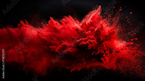 red abstract powder explosion on a black background