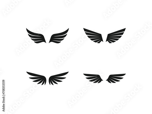 set of wings logo vector illustration. bird wings silhouette vector icon