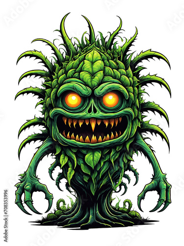 Obraz na płótnie Green monster plants character design illustration on transparent background w salonie