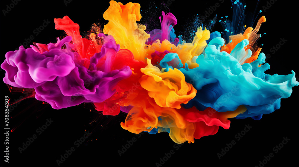 vibrant color splash explosion isolated on black background vibrant color splash explosion isolated on black background
