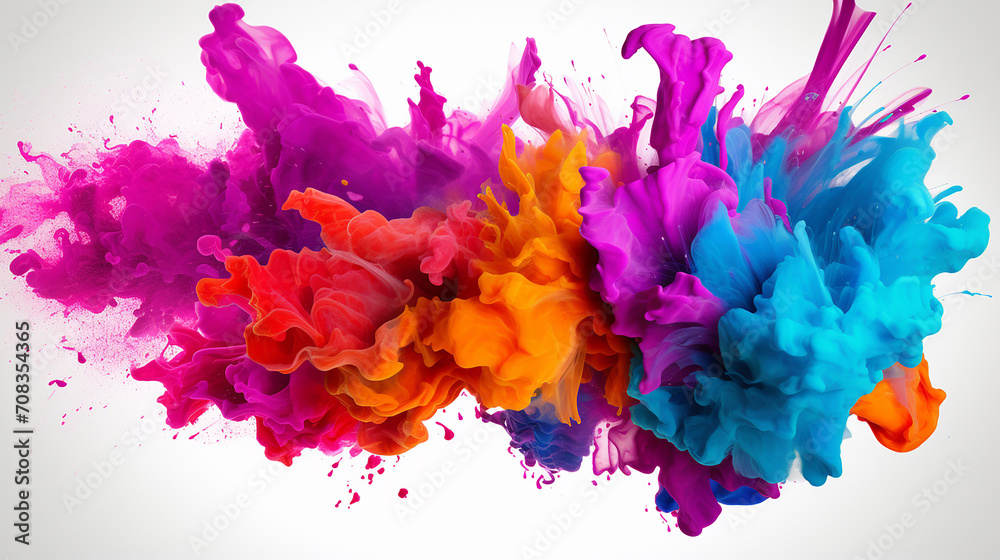 vibrant color splash explosion isolated on white background