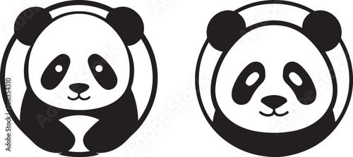 flat design panda icon vector illustration generative ai