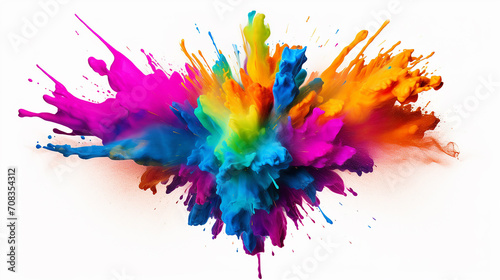 vibrant color splash explosion isolated on white background