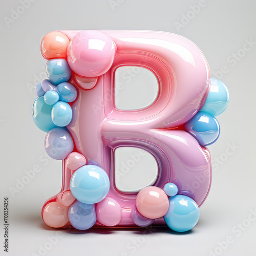 3d letter B in the form of soft round ballons for birthday party © Graphic Master