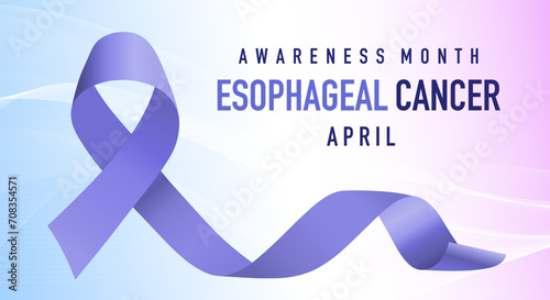 Esophageal Cancer Awareness Calligraphy Poster Design. Realistic Periwinkle Ribbon. April is Cancer Awareness Month. Vector