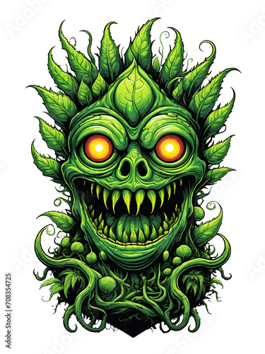 Obraz na płótnie Green monster plants character design illustration on transparent background w salonie