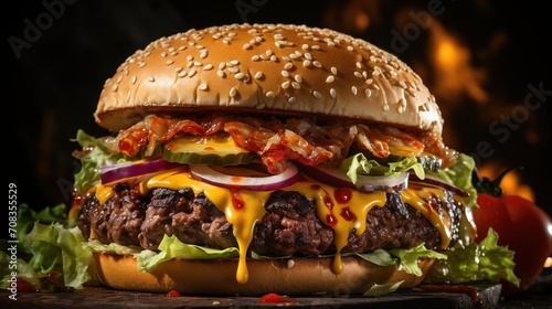 A delicious cheeseburger with all the fixings