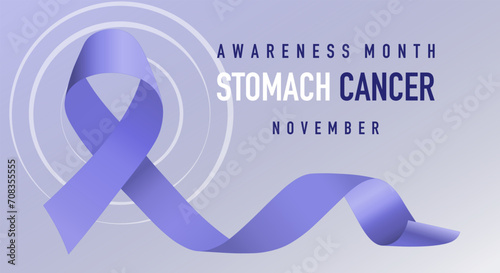 Stomach Cancer Awareness Month. Periwinkle Color Ribbon Isolated On Transparent Background. Vector Design Template For Poster.