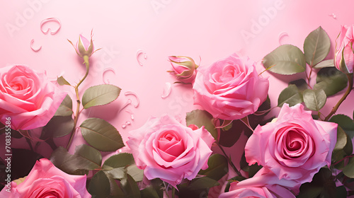 Beautiful pink rose bouquet flowers background, symbol of Valentine's Day, wedding, love