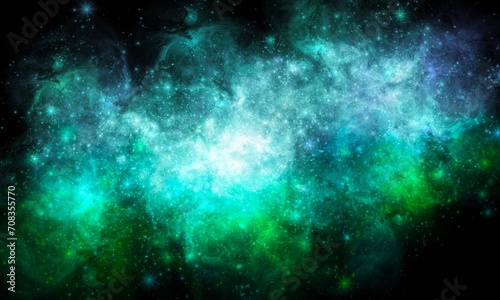 Green Space Galaxy and Nebula Background Wallpaper