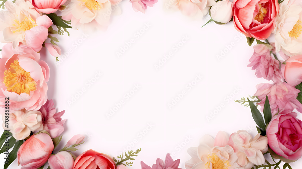 Empty floral frame with copy space for greeting card or invitation design