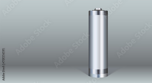 Lithium Ion Batteries, Alkaline Batteries, Metallic, Silver. Copy space.
