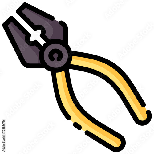 pliers filled outline vector icon